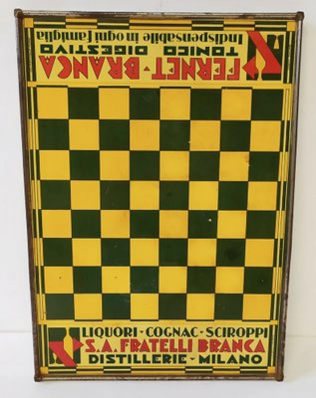 Raro gioco da tavola (dama) in latta per Fernet Branca, anni '30 1