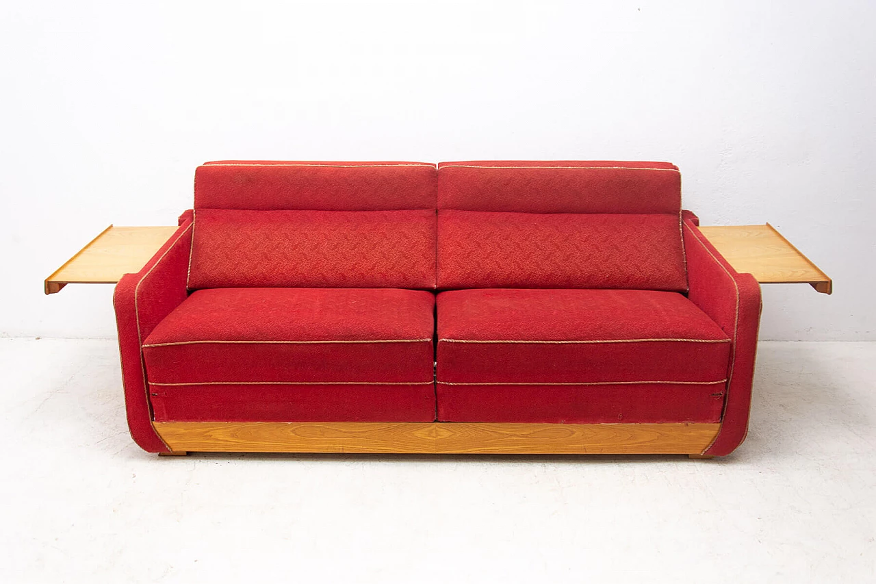 Sofa bed with pull-out tables, 1950s 10