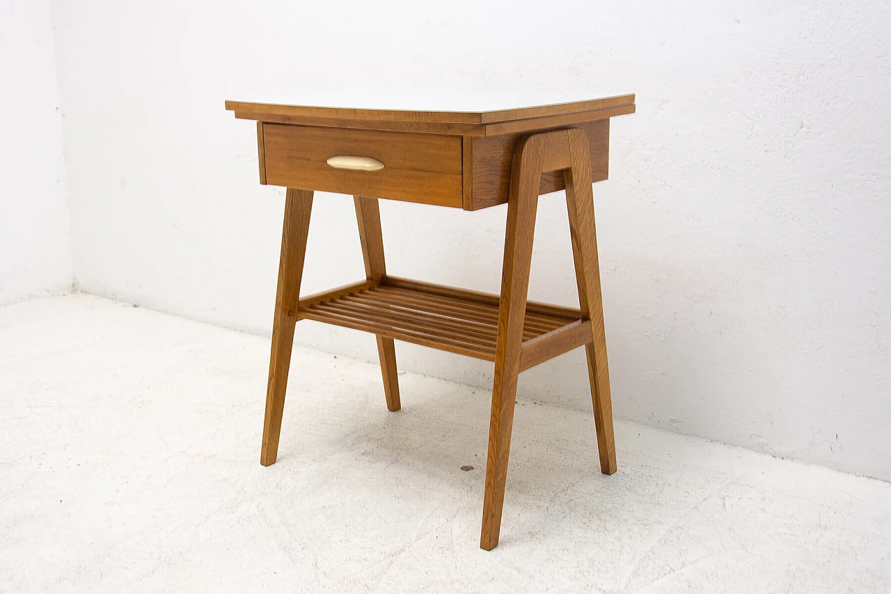 Wood coffee table with magazine rack and drawer, 1960s 2