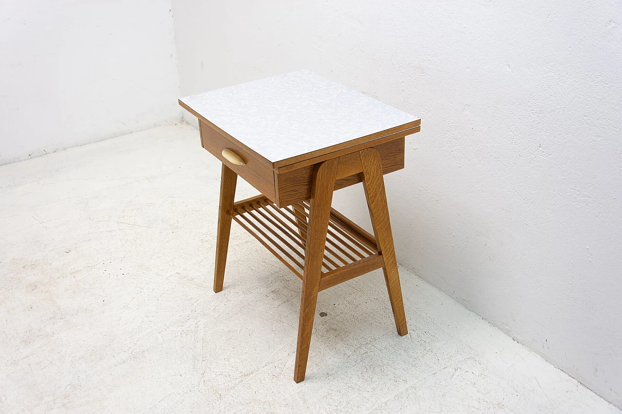 Wood coffee table with magazine rack and drawer, 1960s 3