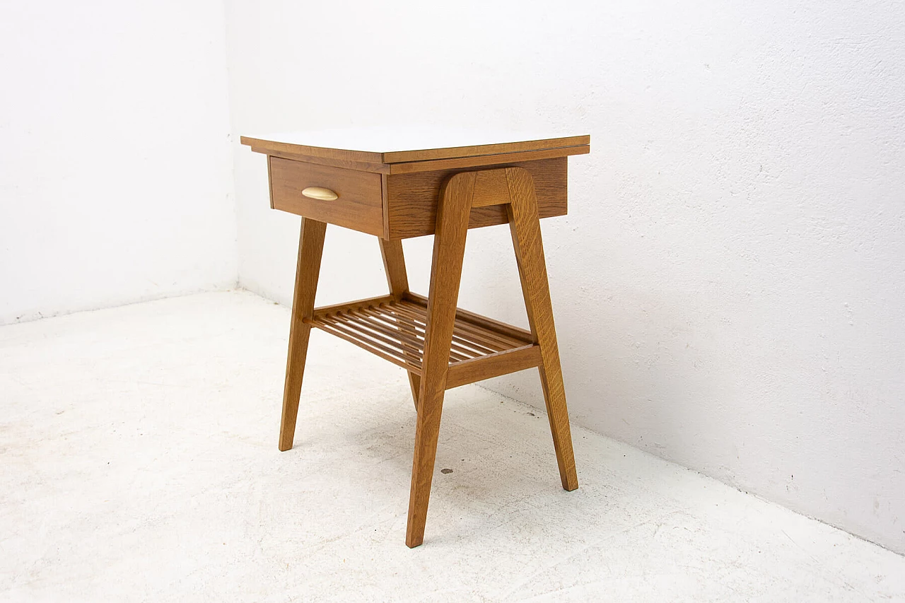 Wood coffee table with magazine rack and drawer, 1960s 4