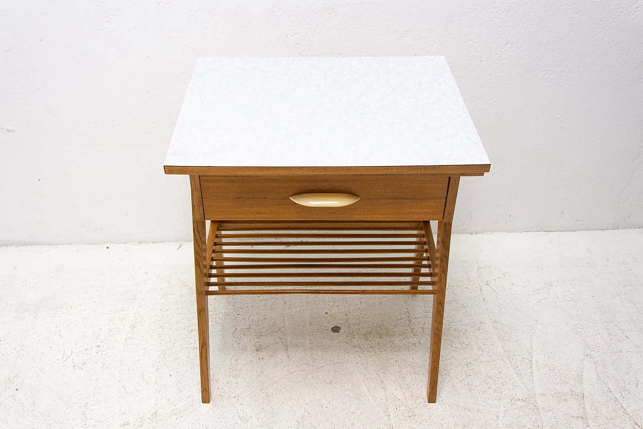 Wood coffee table with magazine rack and drawer, 1960s 5