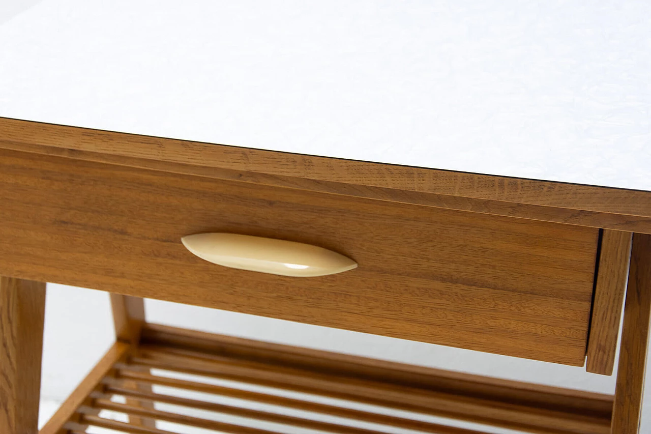 Wood coffee table with magazine rack and drawer, 1960s 7