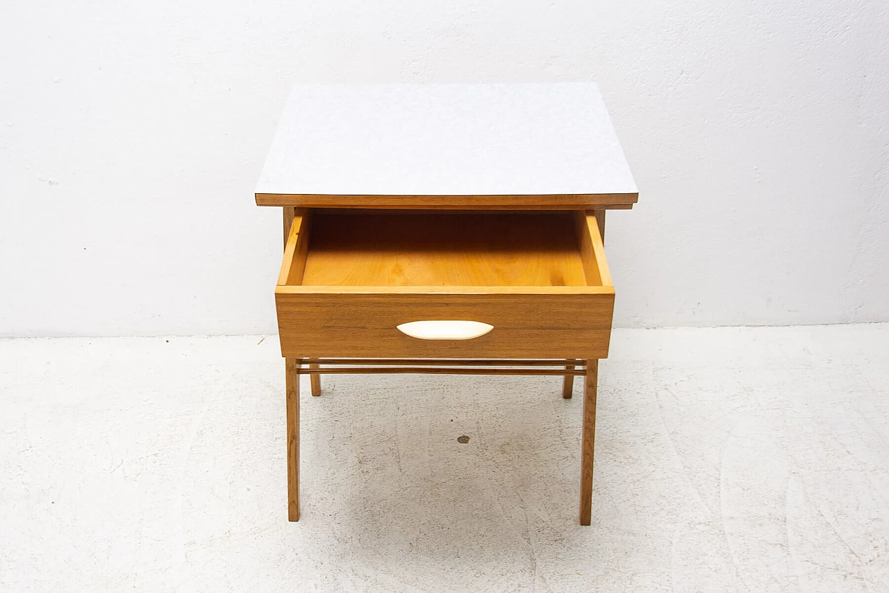 Wood coffee table with magazine rack and drawer, 1960s 10