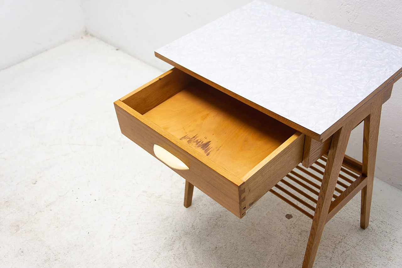 Wood coffee table with magazine rack and drawer, 1960s 12