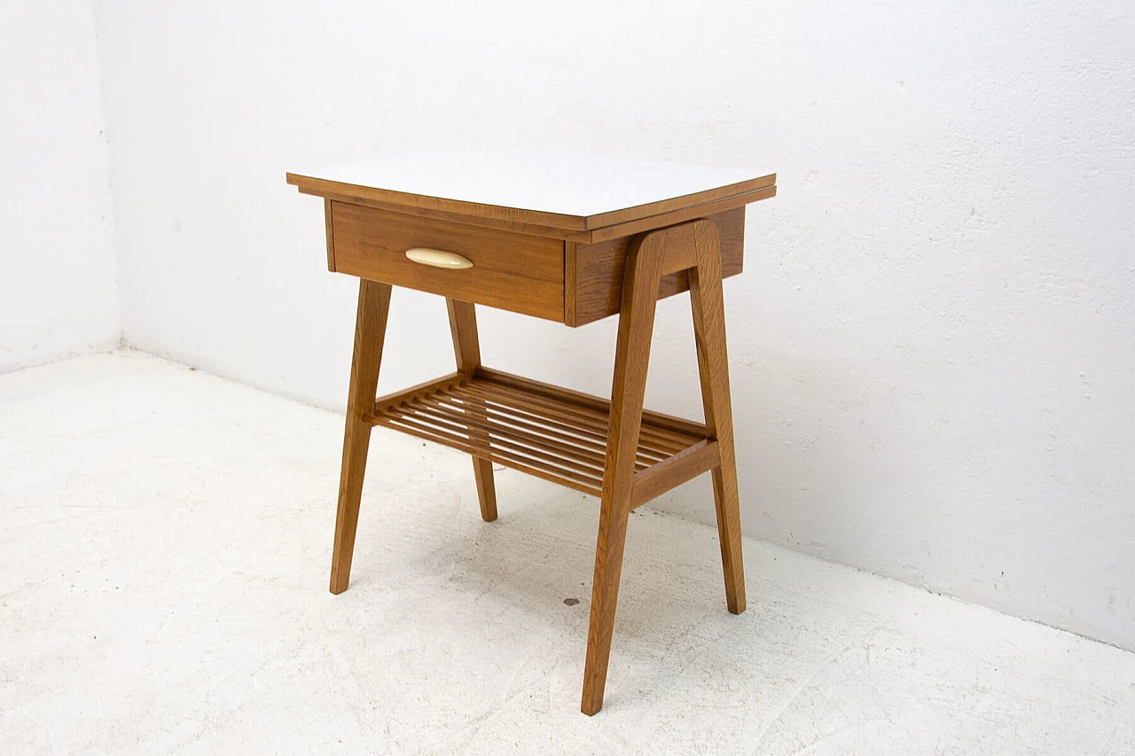 Wood coffee table with magazine rack and drawer, 1960s 21