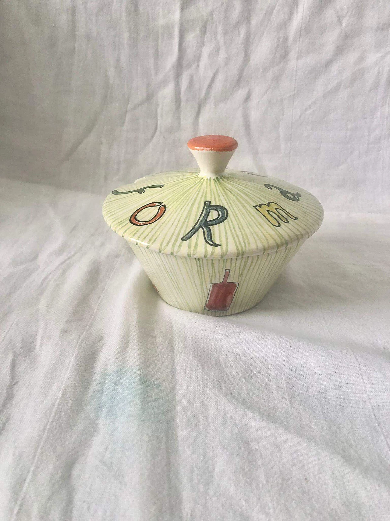 Painted ceramic cheese bowl by Rometti, 1950s 1