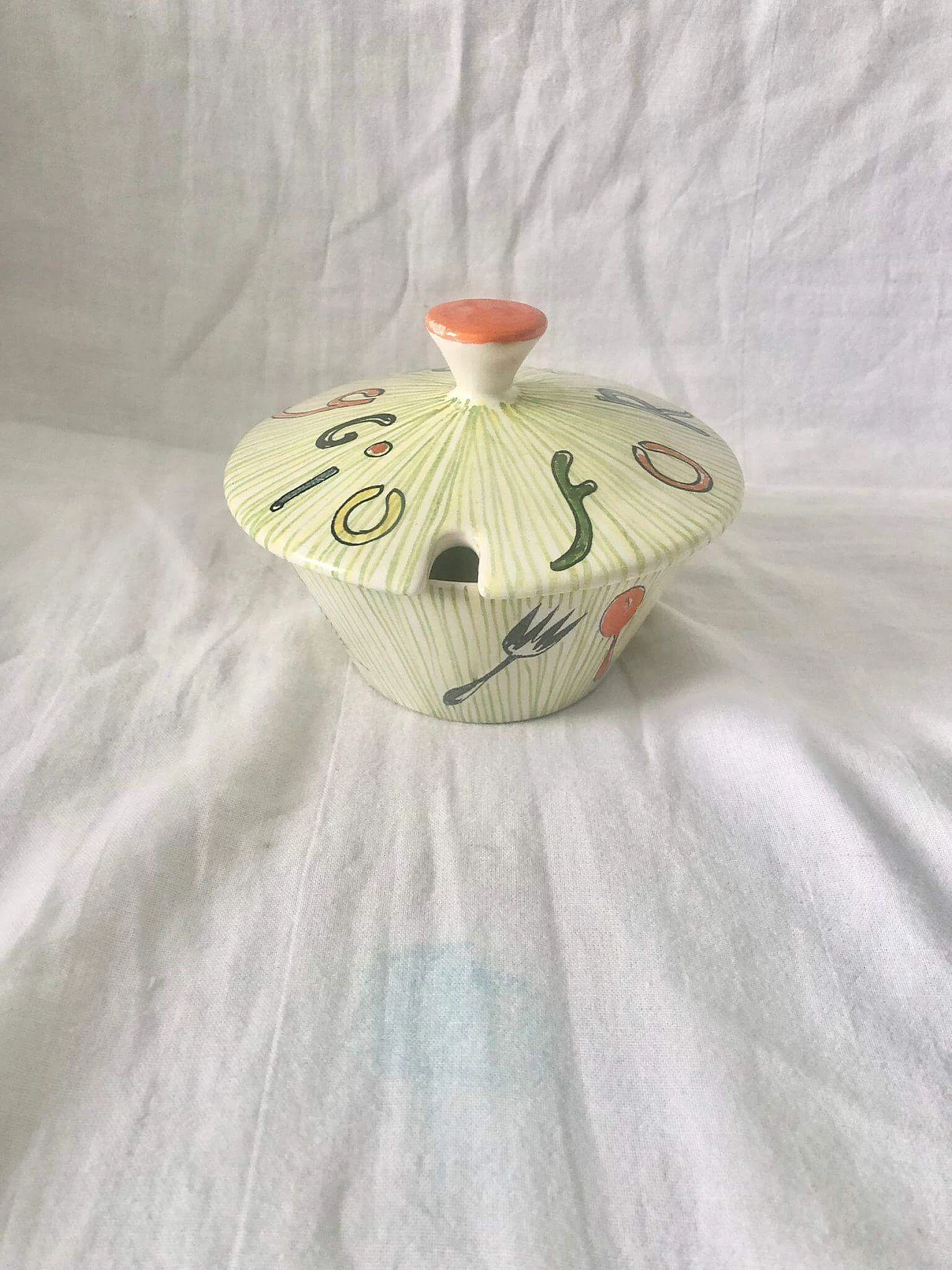 Painted ceramic cheese bowl by Rometti, 1950s 2