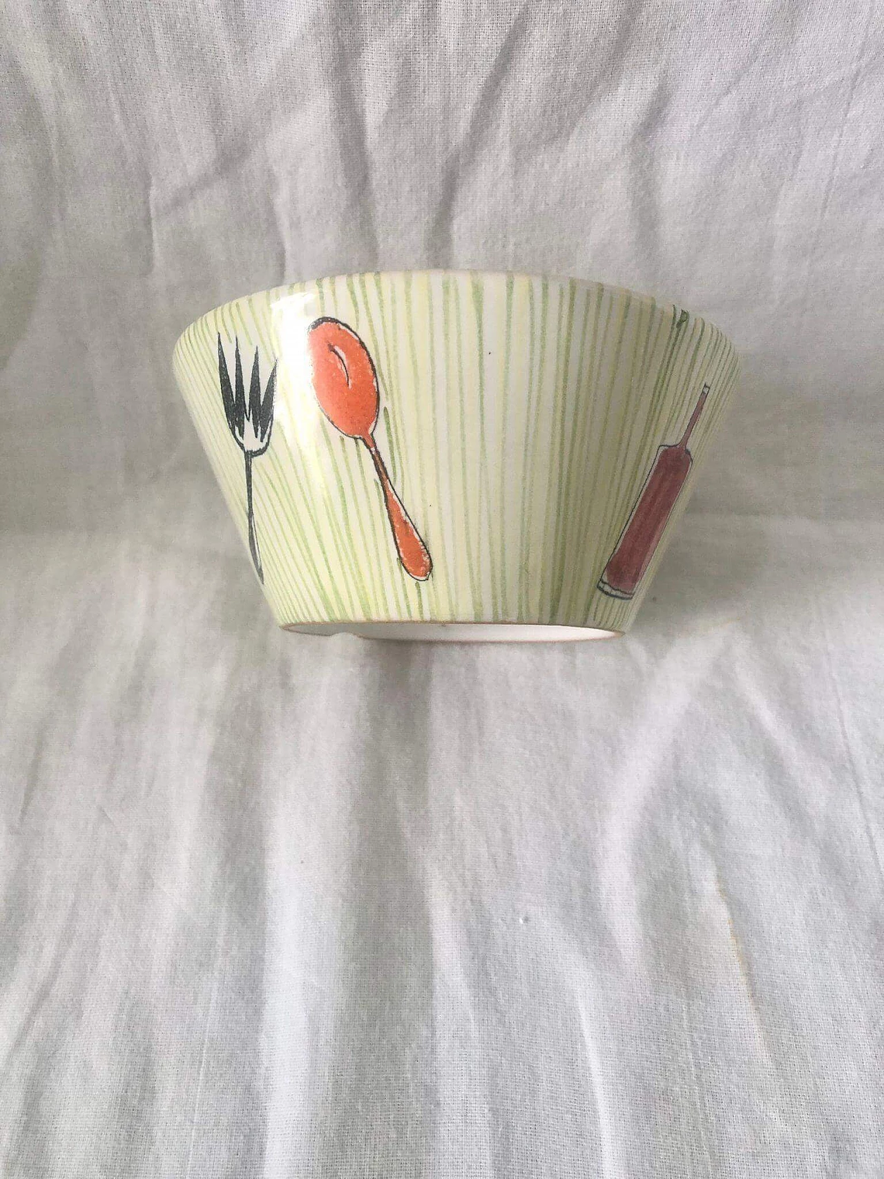 Painted ceramic cheese bowl by Rometti, 1950s 3