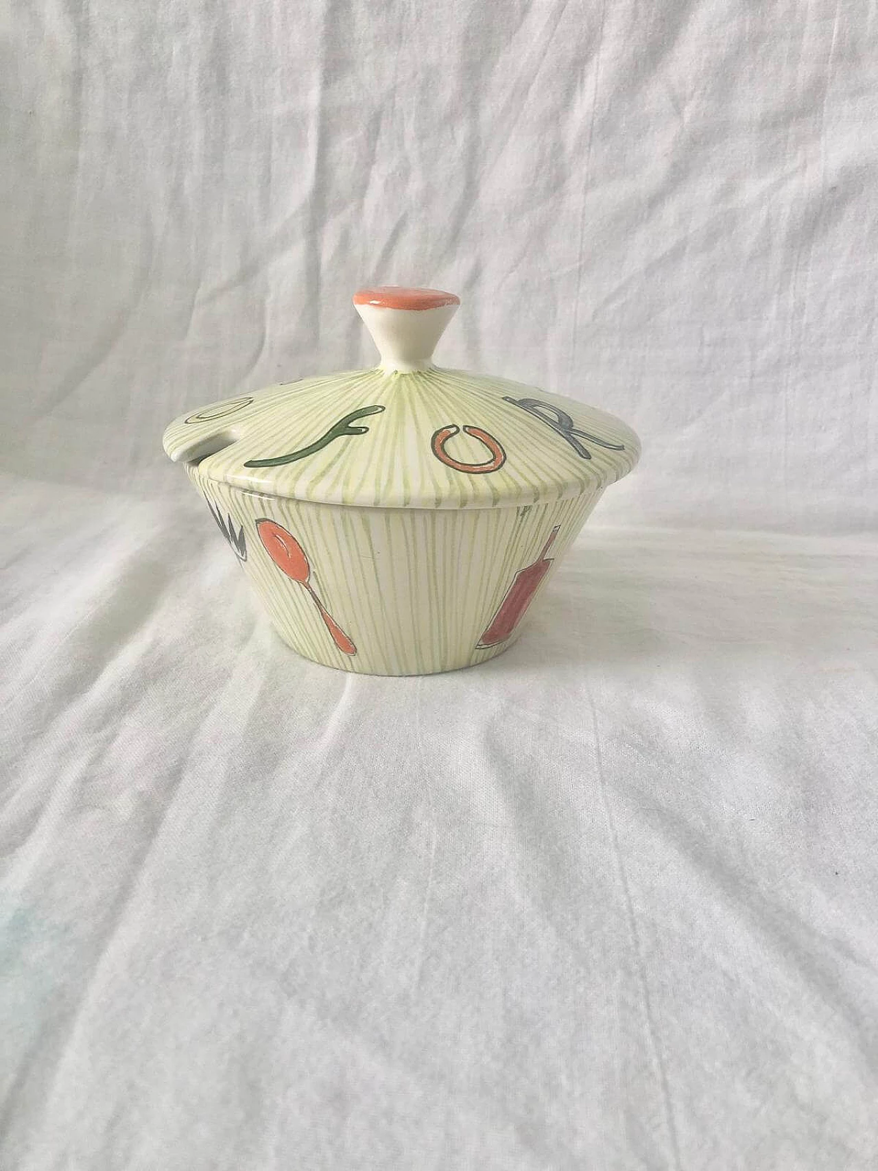 Painted ceramic cheese bowl by Rometti, 1950s 4