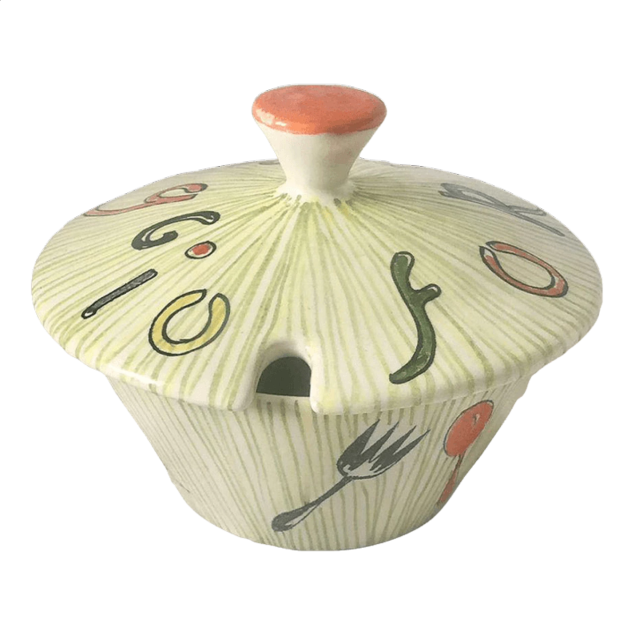 Painted ceramic cheese bowl by Rometti, 1950s 6