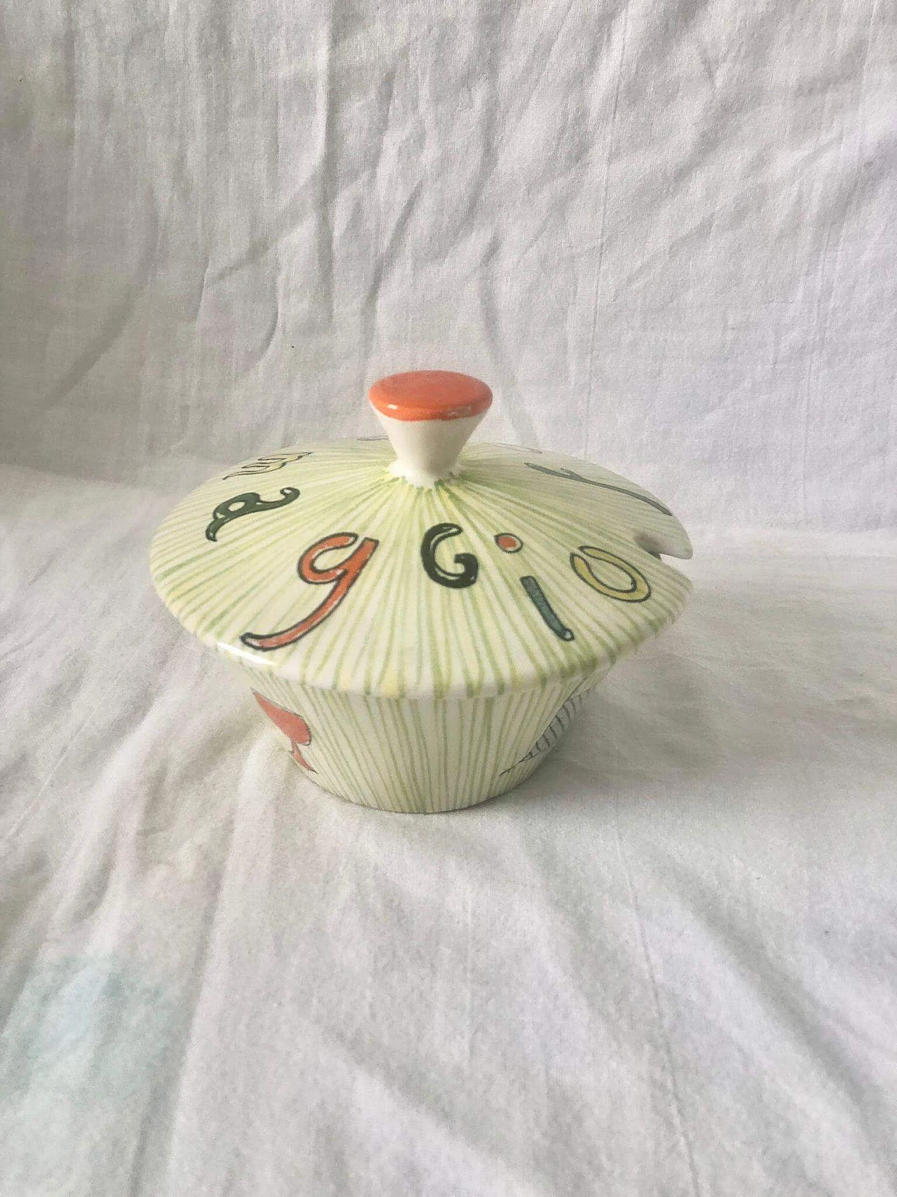 Painted ceramic cheese bowl by Rometti, 1950s 8