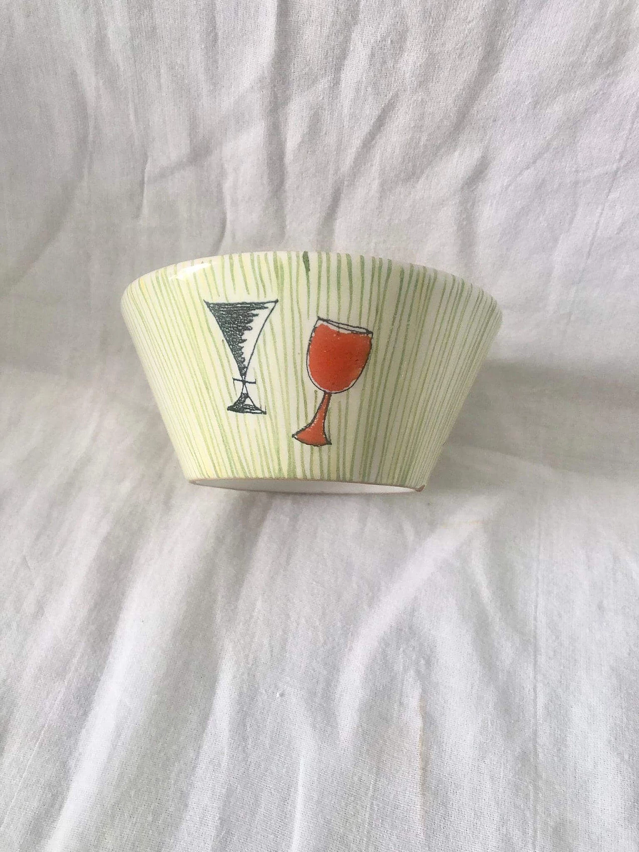 Painted ceramic cheese bowl by Rometti, 1950s 10