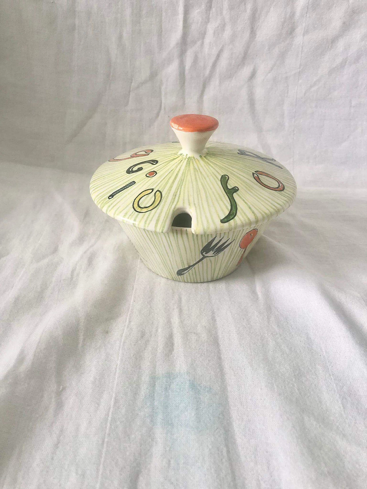 Painted ceramic cheese bowl by Rometti, 1950s 12