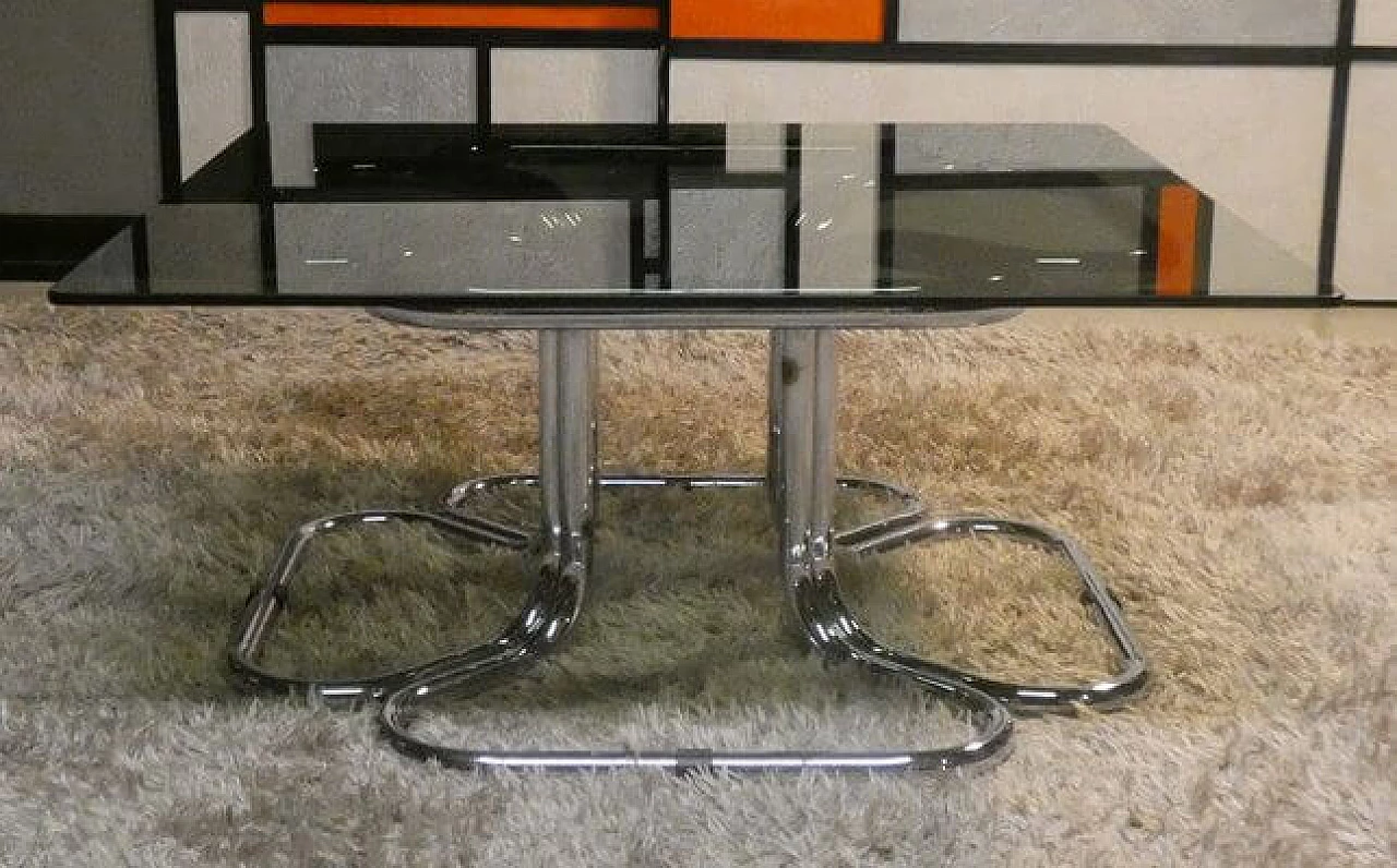 Coffee table in steel and glass attributed to Giotto Stoppino, 1970s 1