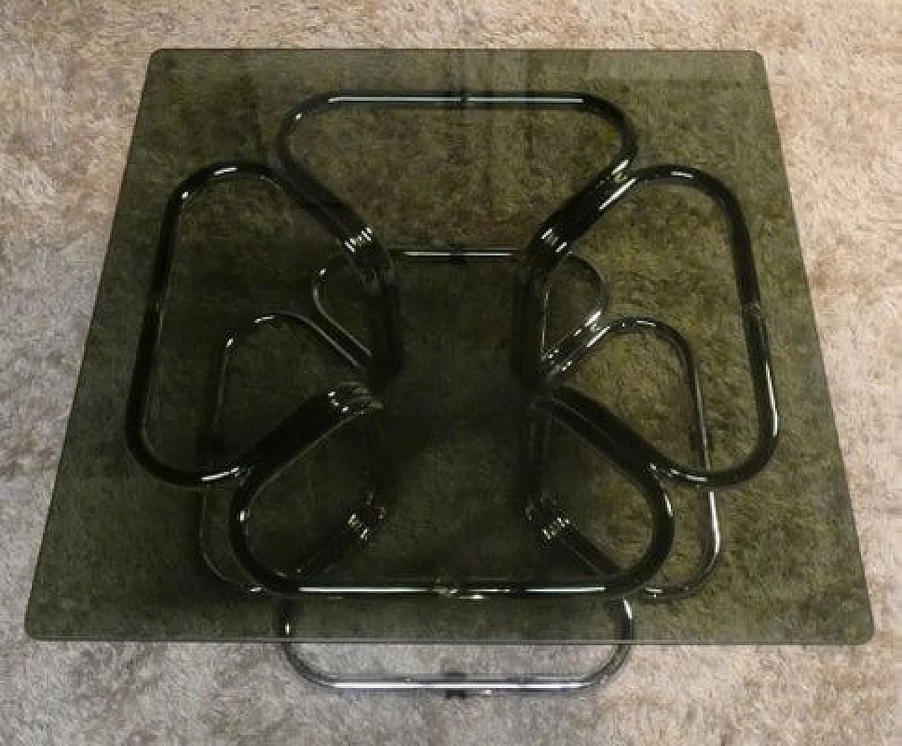 Coffee table in steel and glass attributed to Giotto Stoppino, 1970s 2