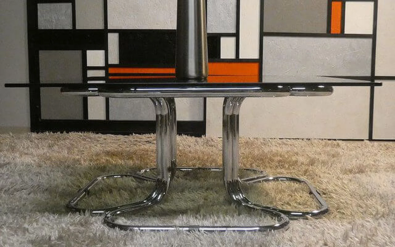 Coffee table in steel and glass attributed to Giotto Stoppino, 1970s 6