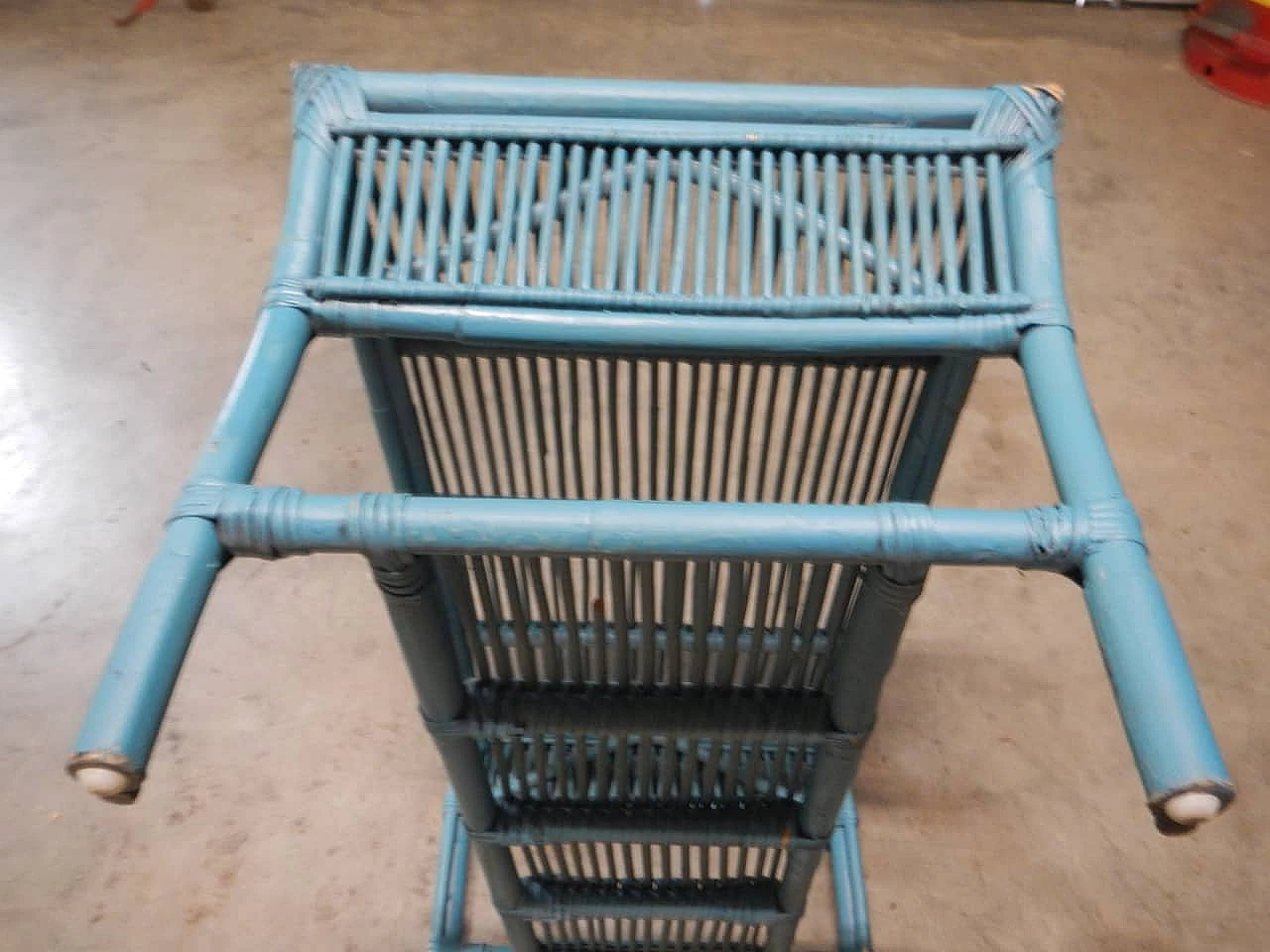 Coloured rattan coffee table with shelf, 1970s 7