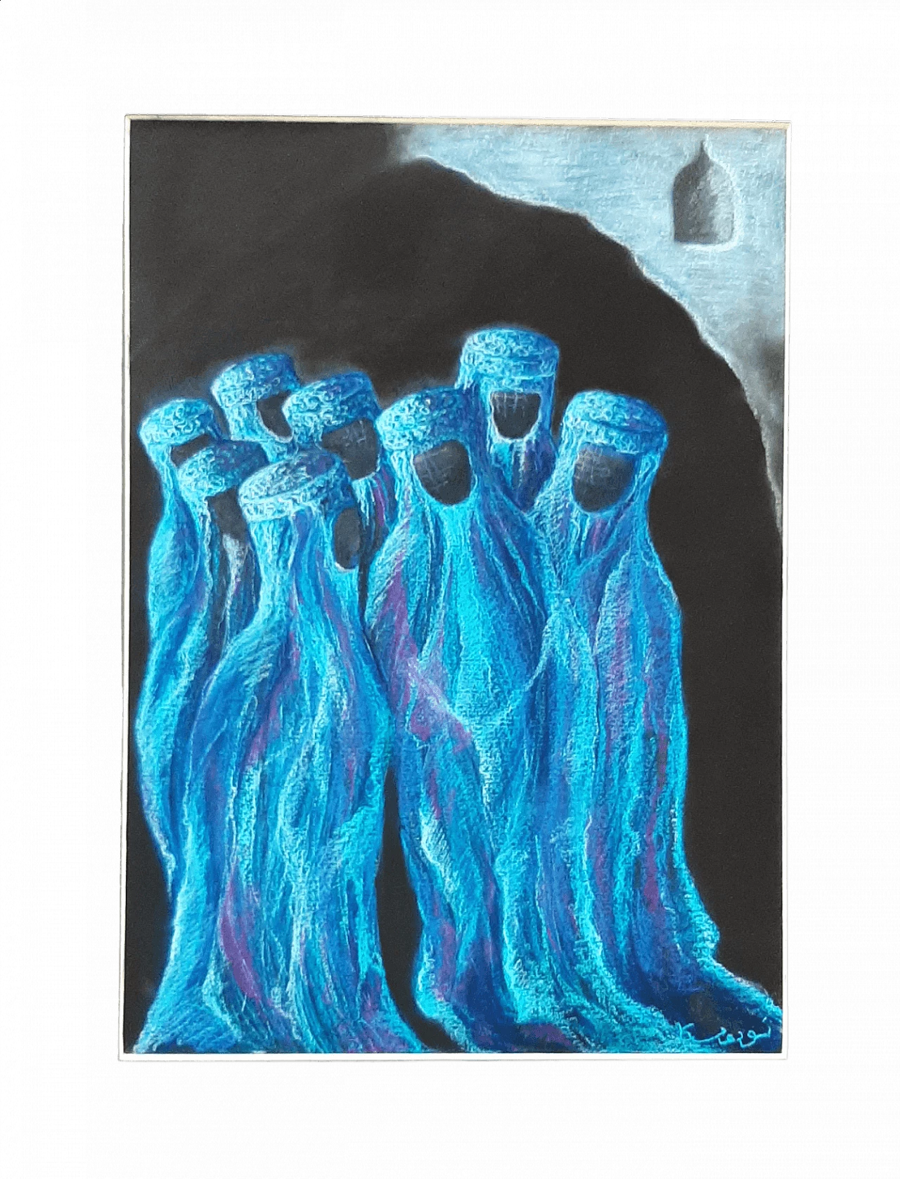 Ludovica Barattieri di San Pietro, Burqa, chalk on paper 4