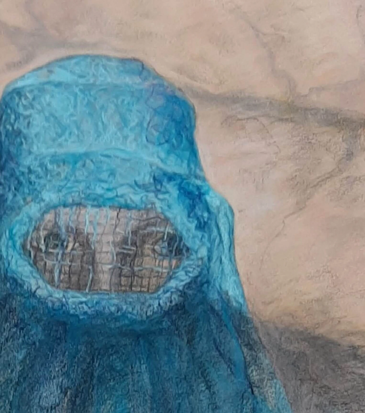 Ludovica Barattieri di San Pietro, Burqa, oil and chalk painting on canvas 6