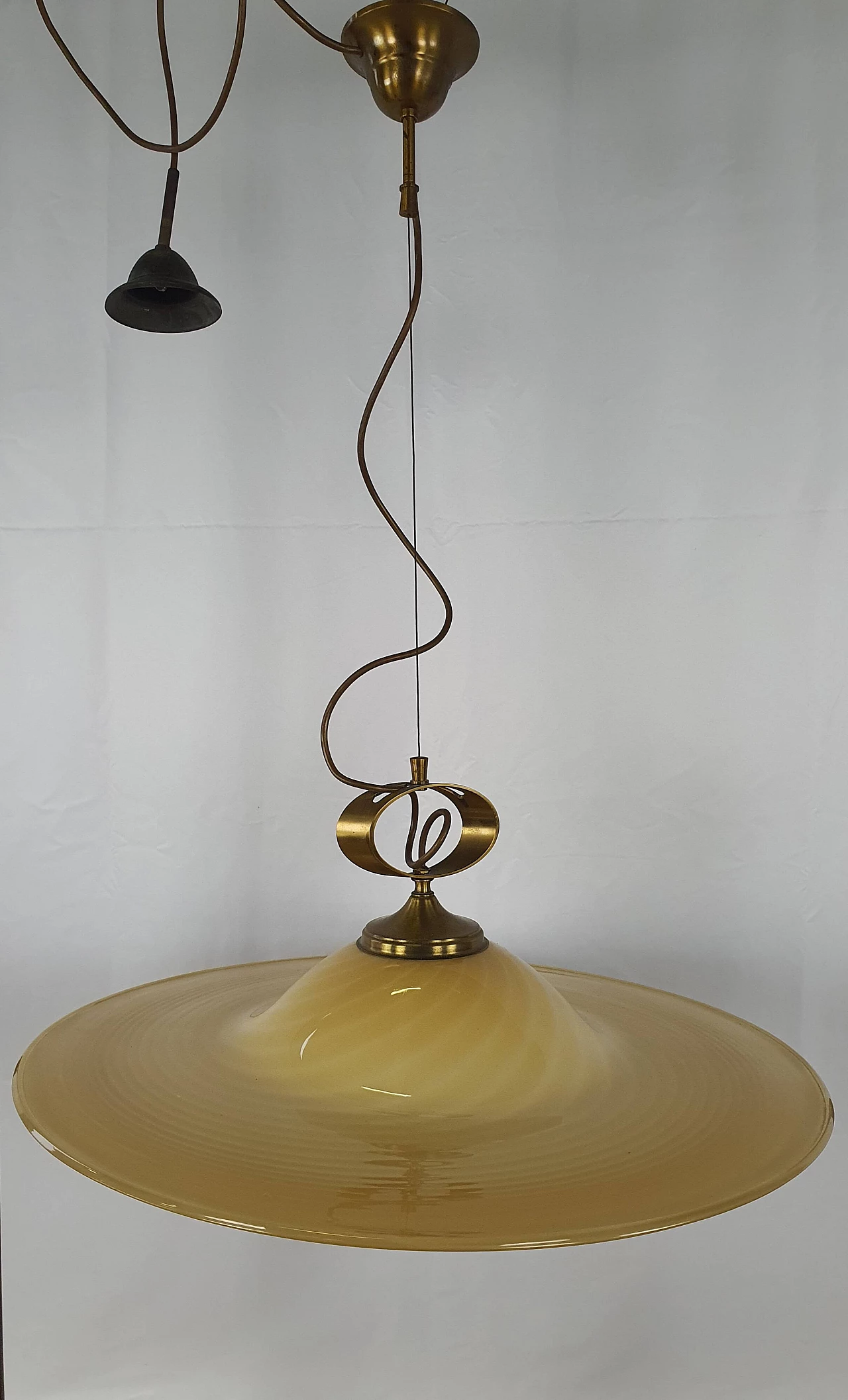 Murano glass and brass chandelier with double support, 1970s 1