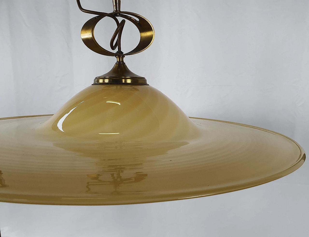 Murano glass and brass chandelier with double support, 1970s 2