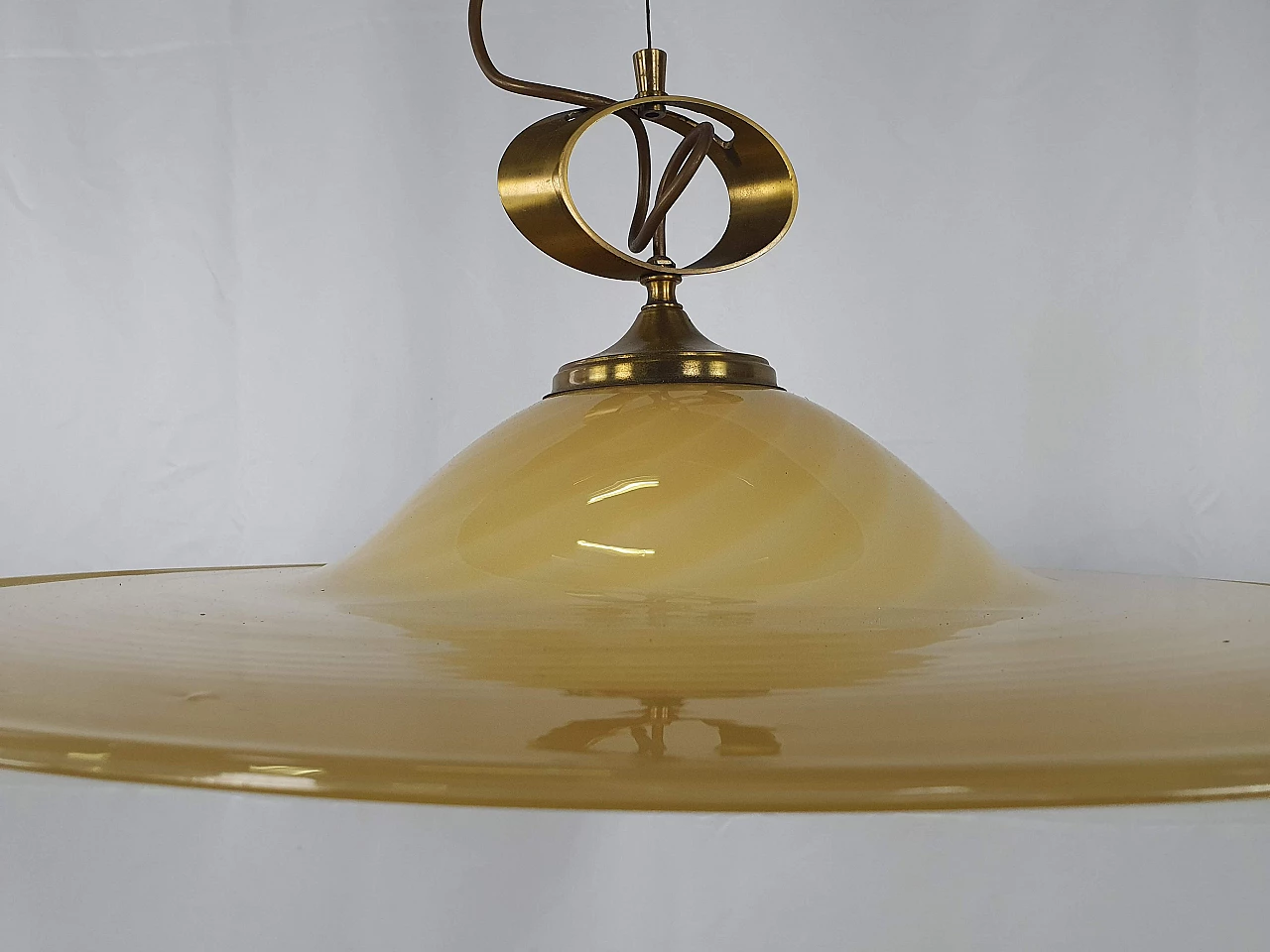 Murano glass and brass chandelier with double support, 1970s 3