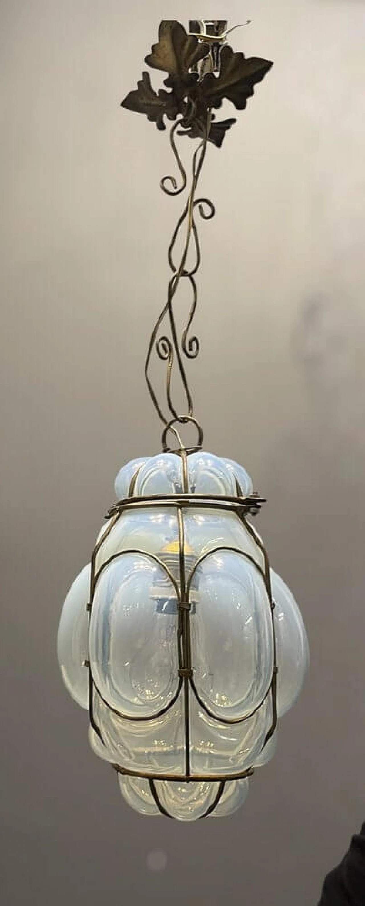 Wrought iron and blown Murano glass chandelier, 1950s 3