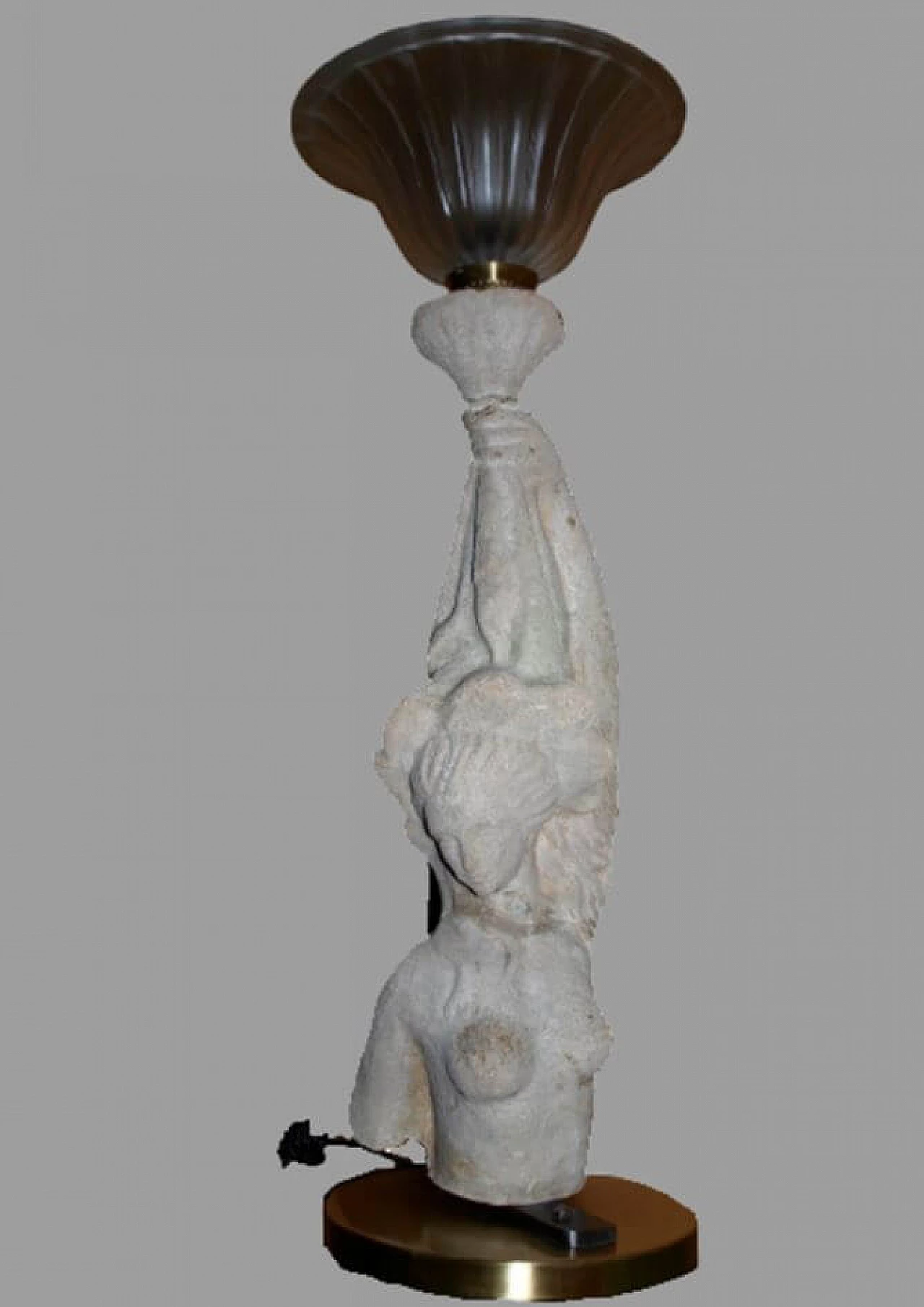 Lampada da tavolo a busto di donna in pietra, anni '50 3