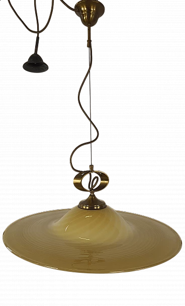 Murano glass and brass chandelier with double support, 1970s