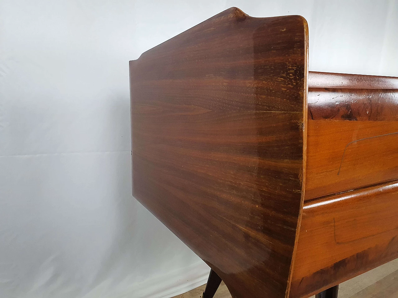 Wooden chest of drawers with mirrored top, 1950s 15