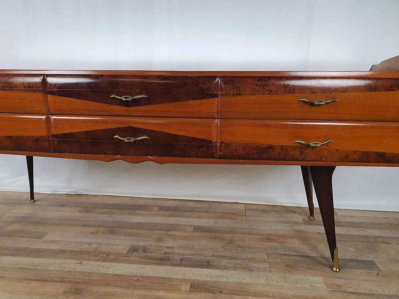 Wooden chest of drawers with mirrored top, 1950s 19