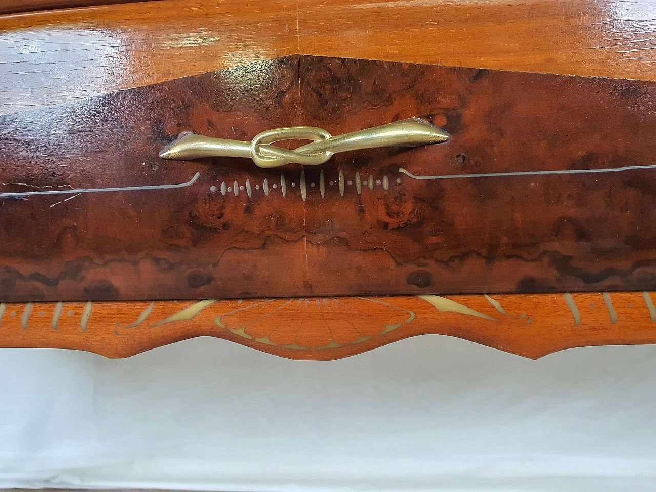 Wooden chest of drawers with mirrored top, 1950s 23