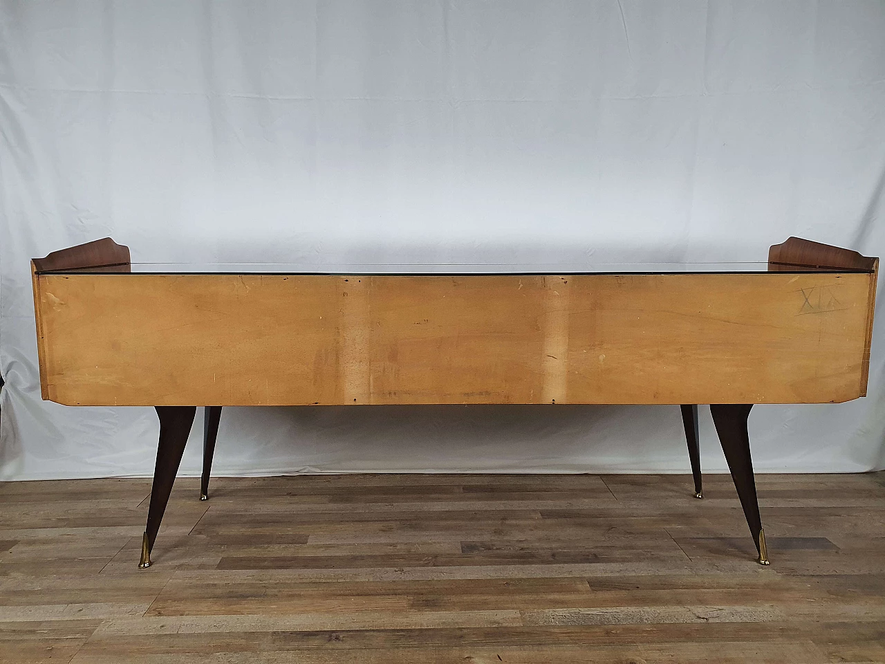 Wooden chest of drawers with mirrored top, 1950s 42