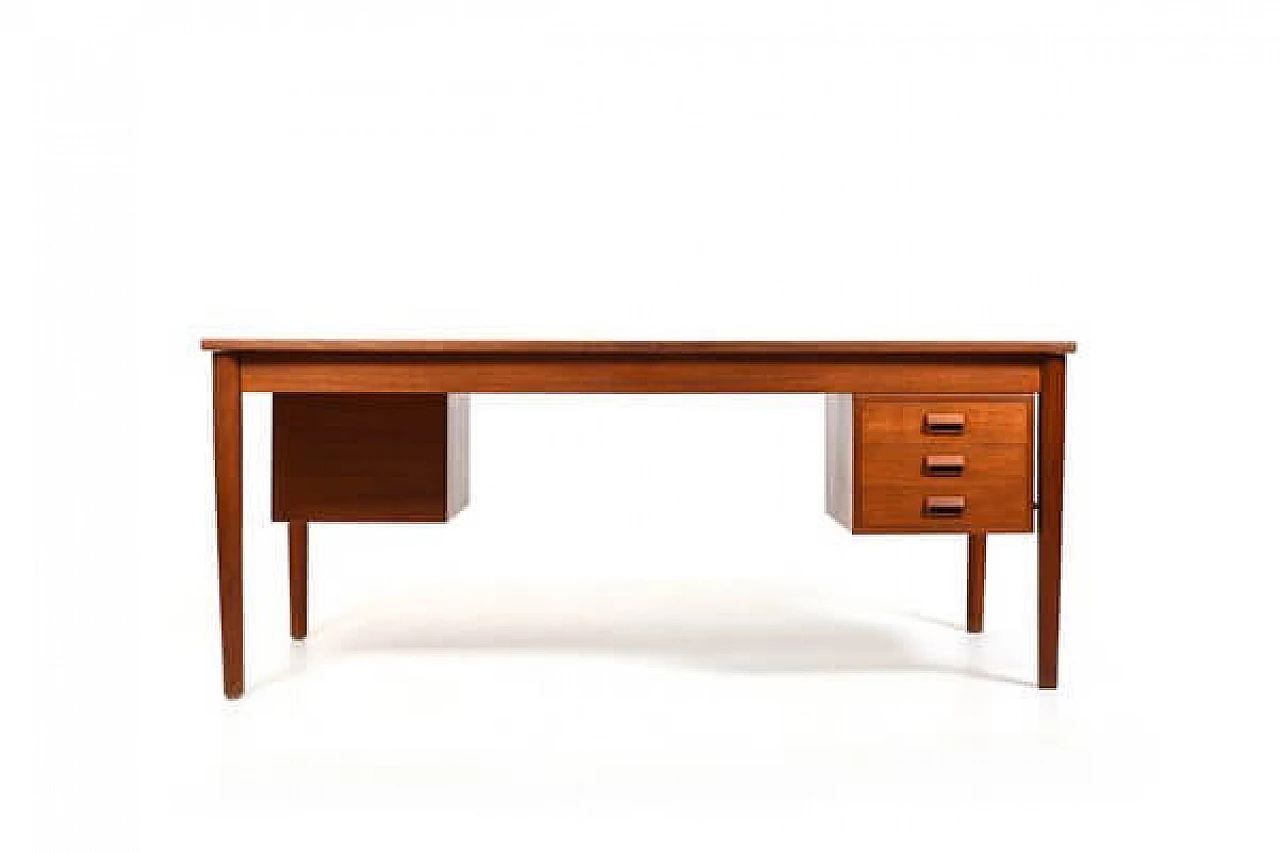 Teak double desk by Børge Mogensen for Søborg Møbelfabrik, 1950s 3