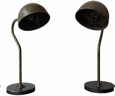 Pair of brass table lamps, 1930s