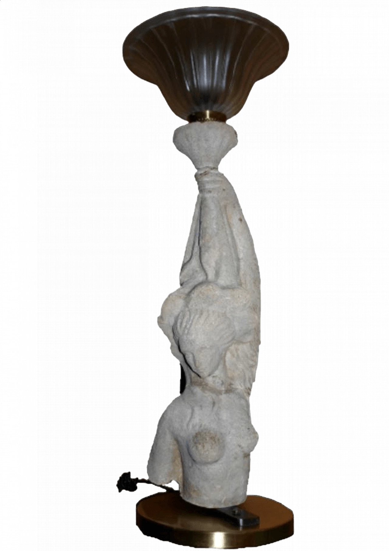 Lampada da tavolo a busto di donna in pietra, anni '50 4