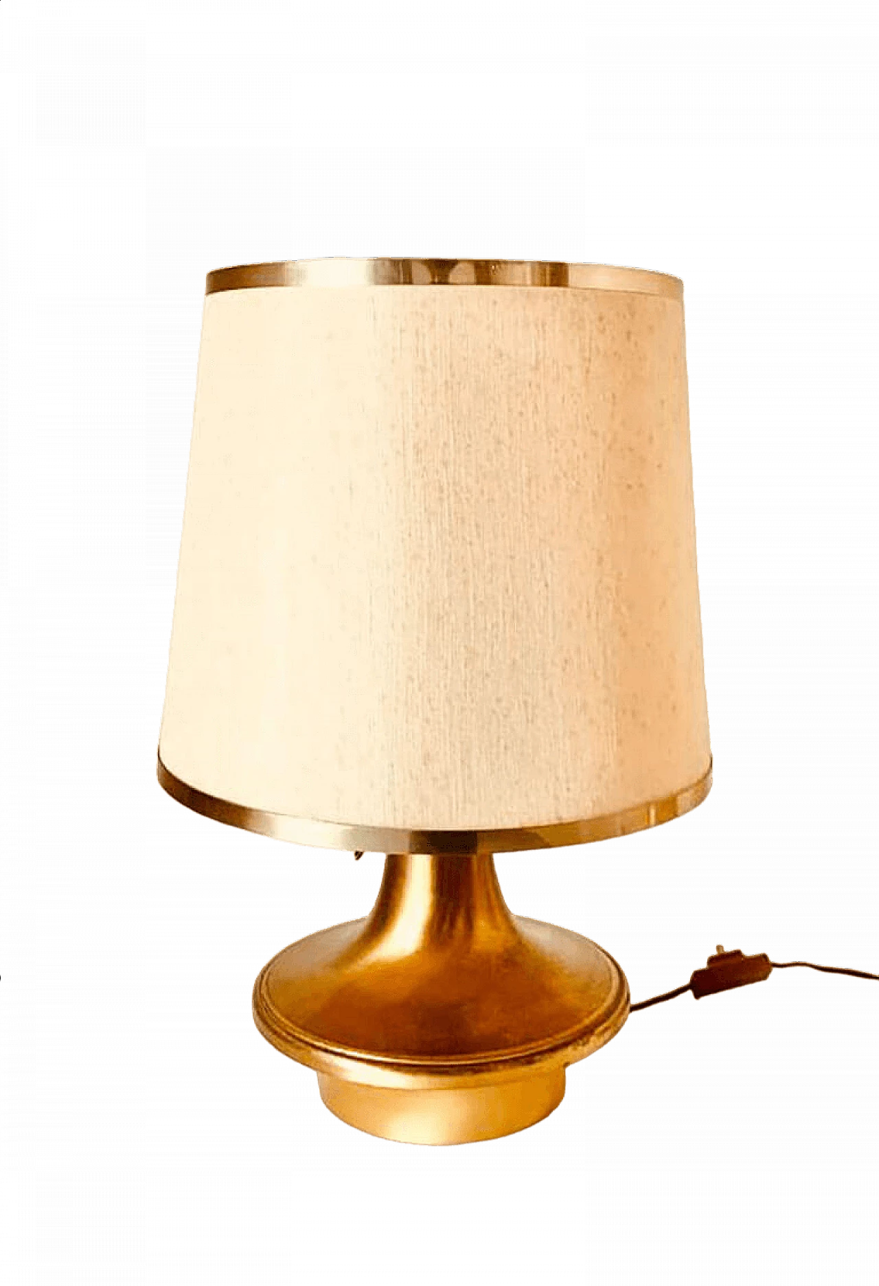 Brass table lamp with fabric shade, 1950s 9