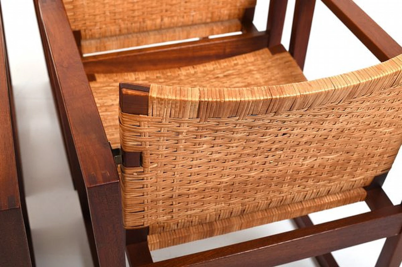 4 Chairs and table in teak and cane, 1960s 17