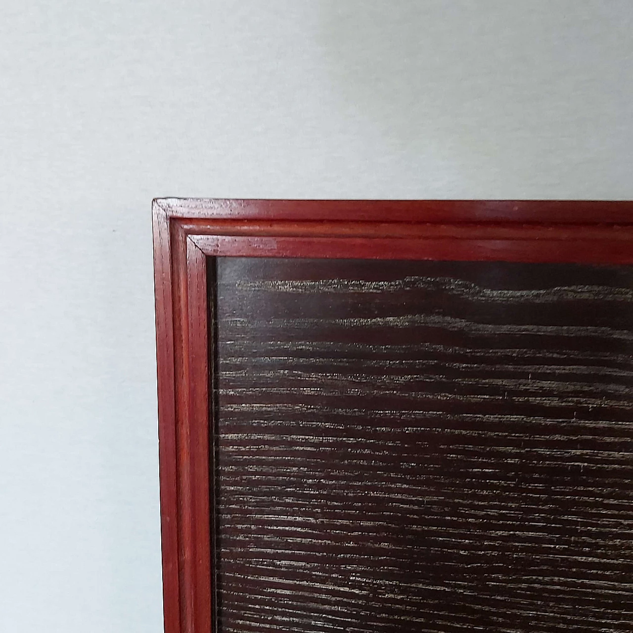 Letto singolo in rovere con profili tinti bordeaux, anni '40 3