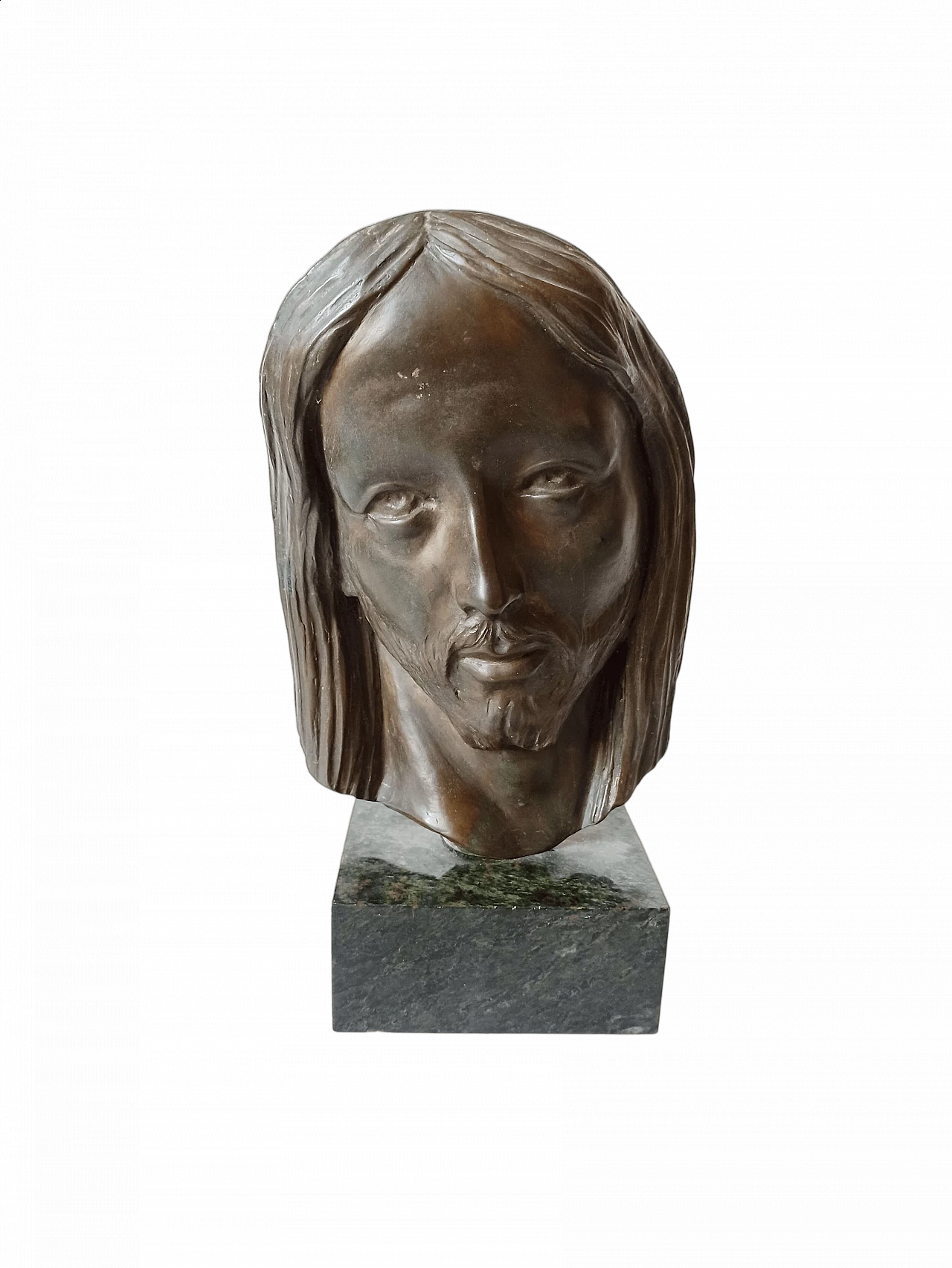 Velotti, face of Christ, bronze sculpture on marble base, 1940s 18