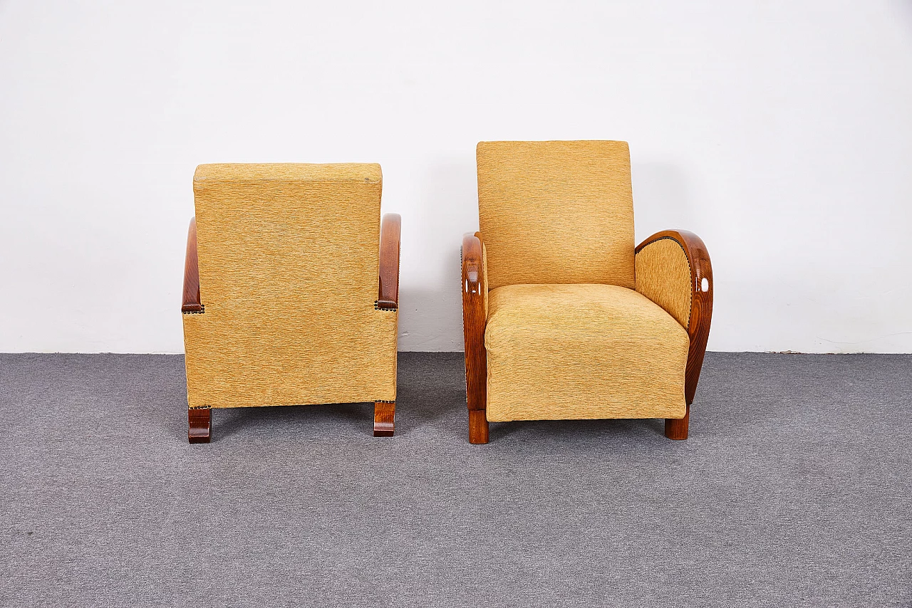 Pair of Art Deco corduroy armchairs, 1930s 2