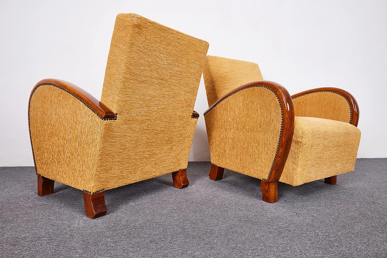 Pair of Art Deco corduroy armchairs, 1930s 5