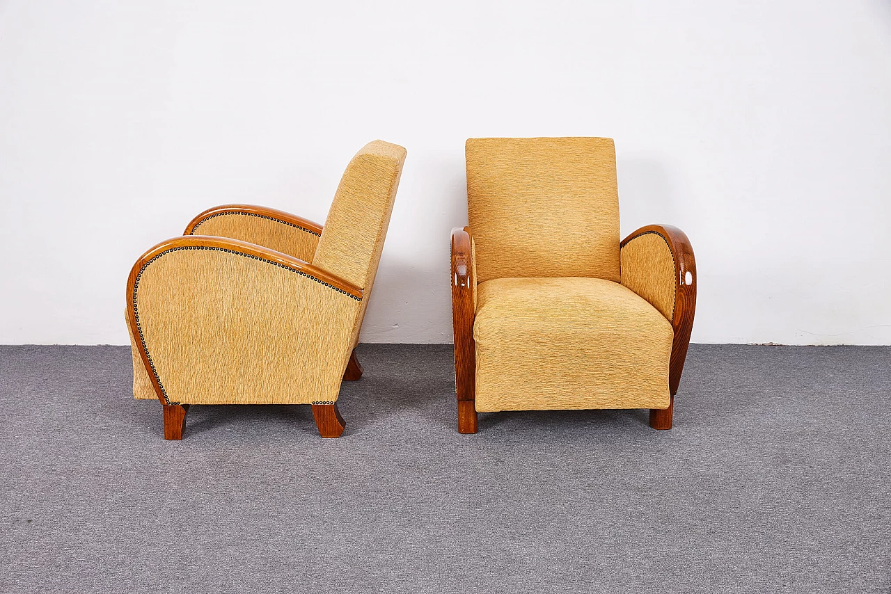 Pair of Art Deco corduroy armchairs, 1930s 8