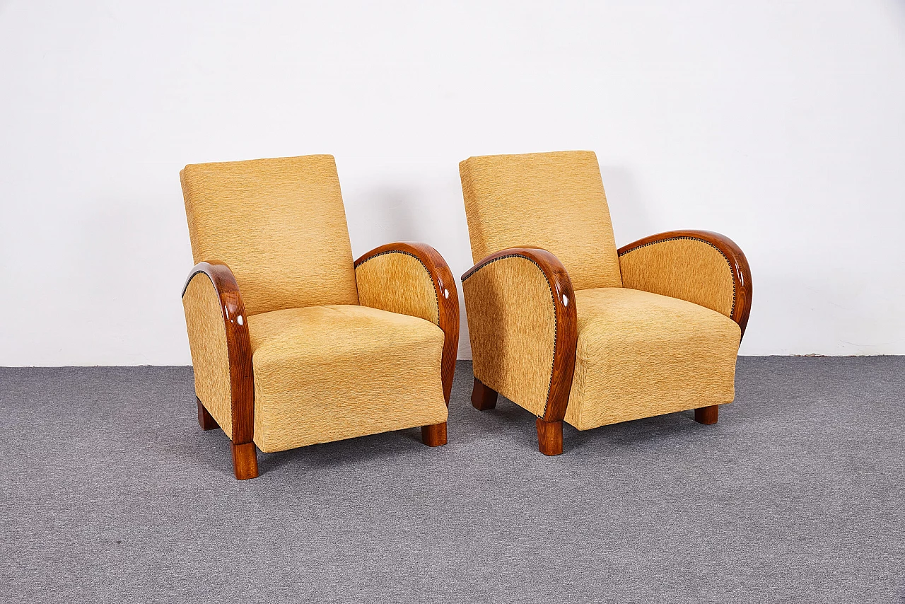 Pair of Art Deco corduroy armchairs, 1930s 10