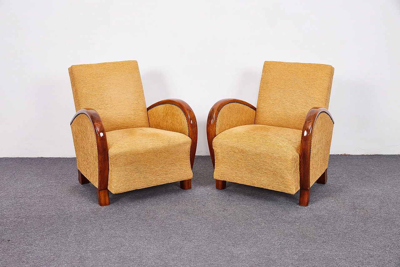 Pair of Art Deco corduroy armchairs, 1930s 13