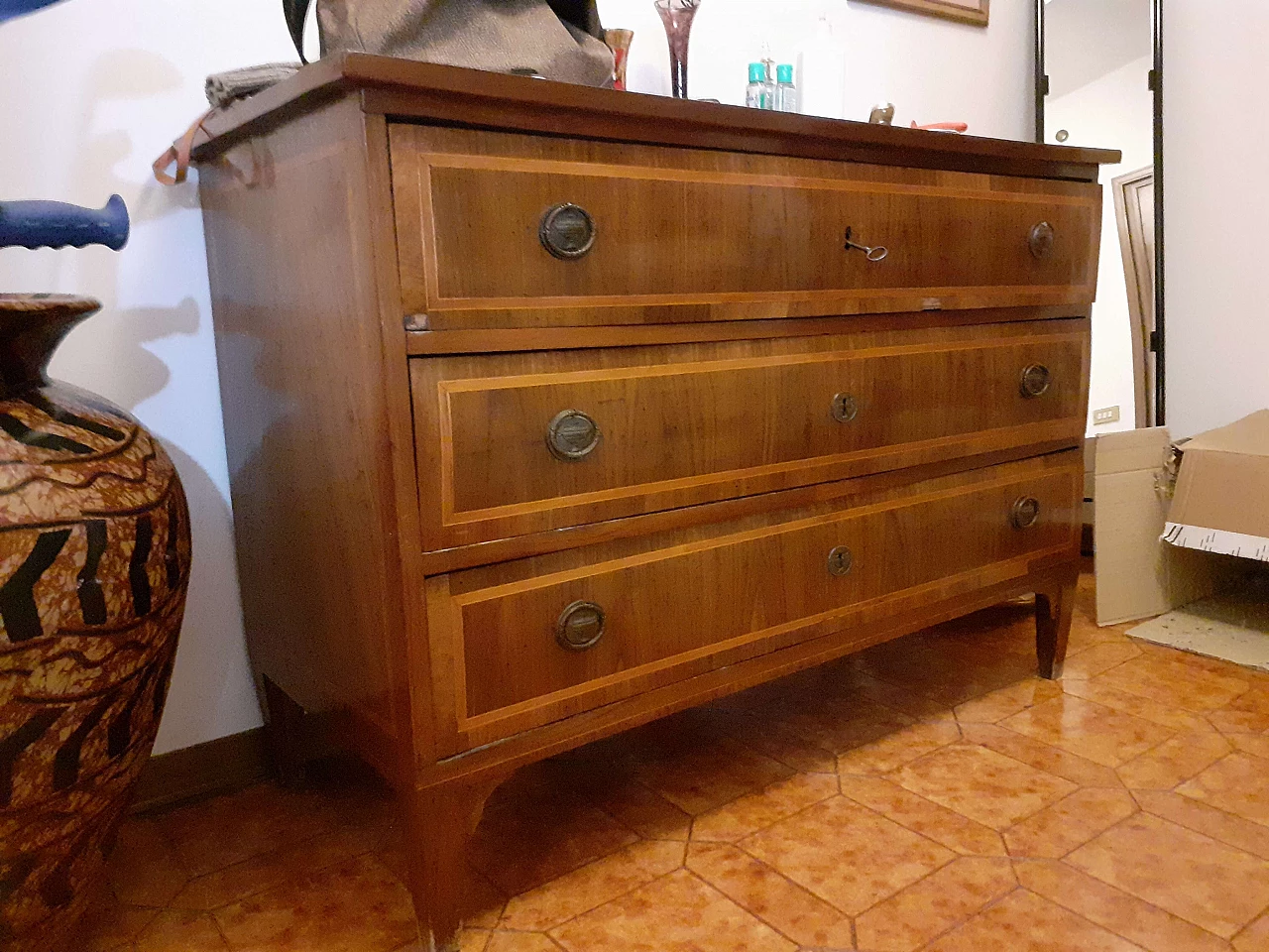 Louis XVI walnut dresser with inlays, 18th century 1