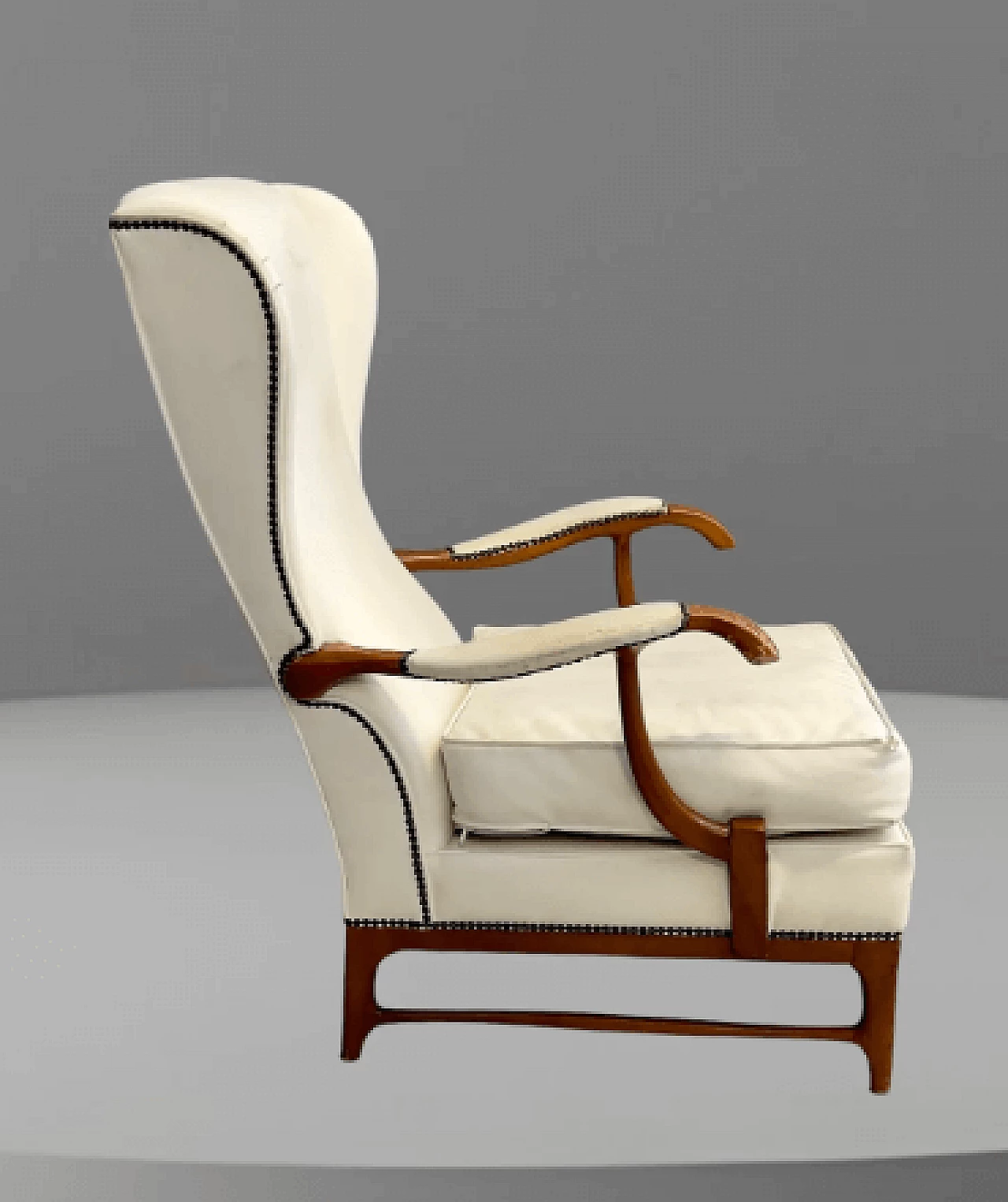 Walnut and fabric armchair in the style of Paolo Buffa, 1950s 2