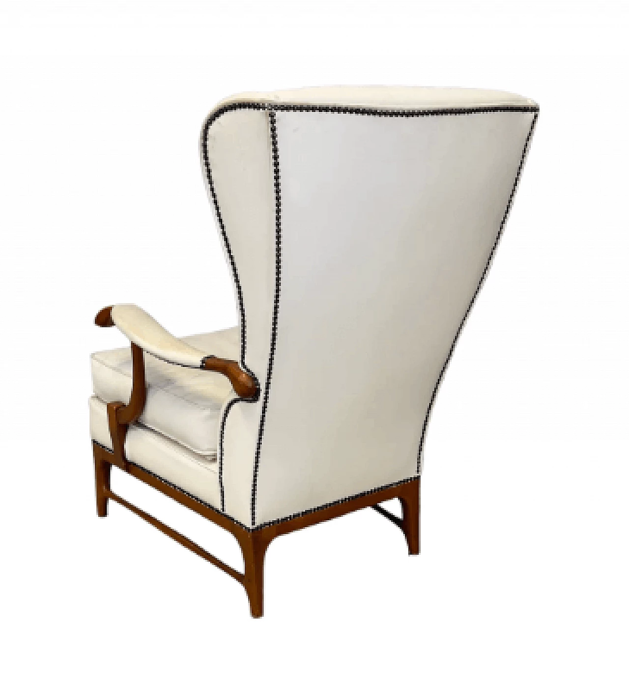 Walnut and fabric armchair in the style of Paolo Buffa, 1950s 4