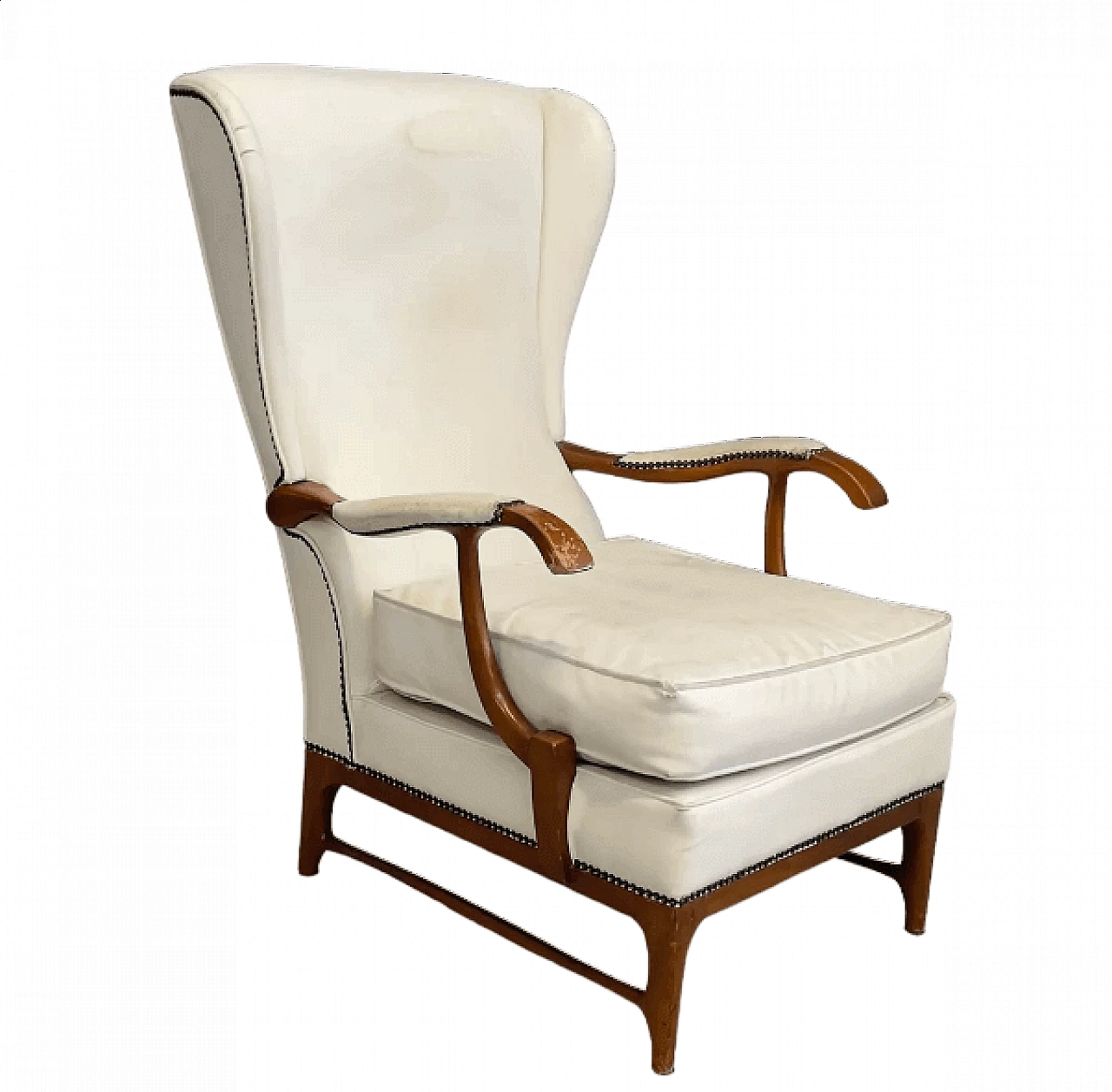 Walnut and fabric armchair in the style of Paolo Buffa, 1950s 6